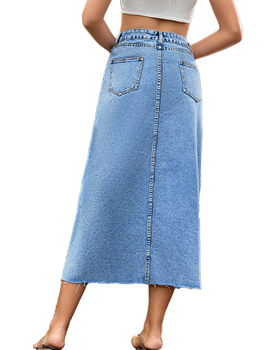 Women's Long Denim Skirt   20197