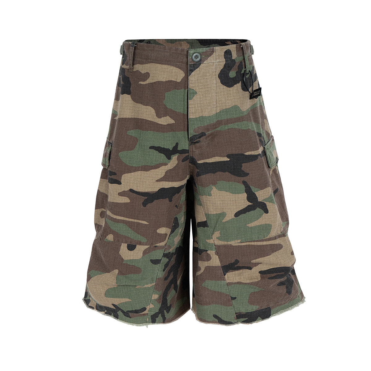 Men's 9.8 OZ 100% Cotton Baggy Military Ripstop Camo Cargo Cropped Capri Pants