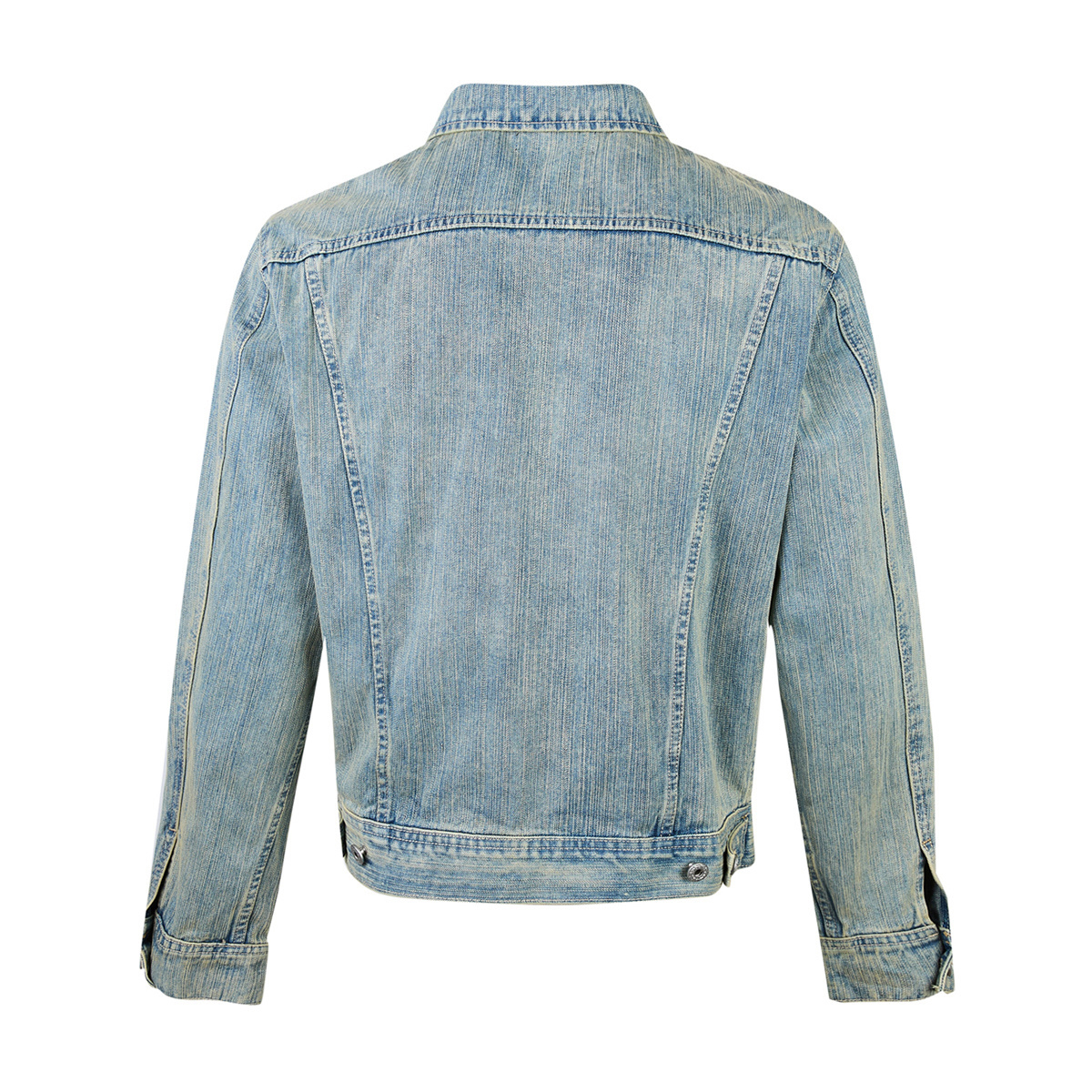 Men's 14.8 OZ Boxy Stretch Vintage Light Wash Vertical Slub Trucker Denim Jackets