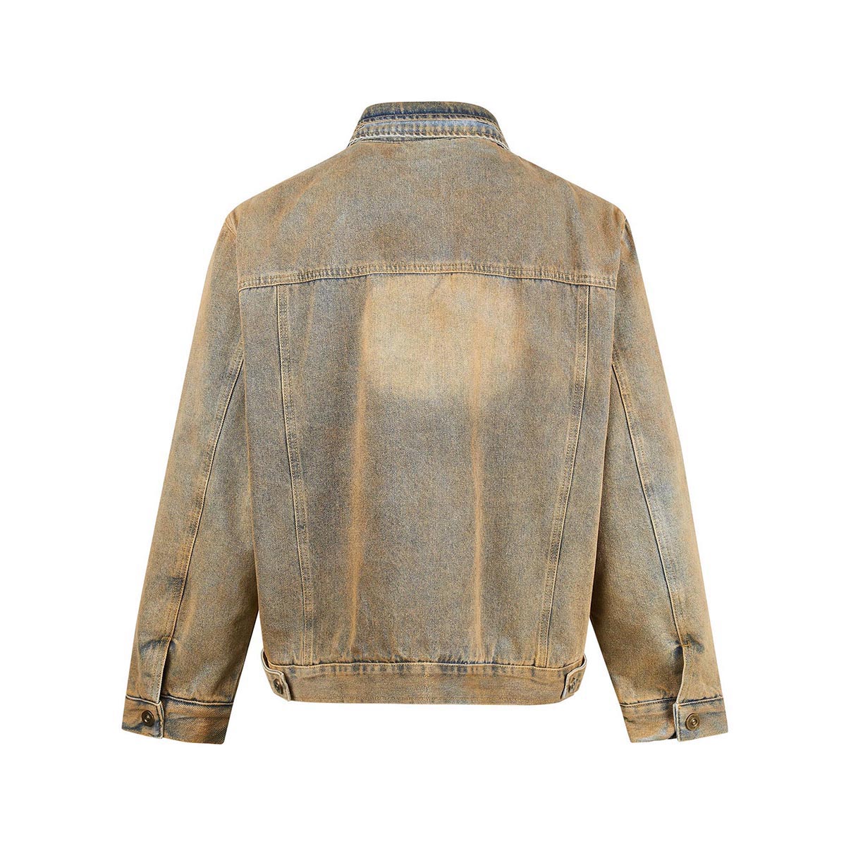 Men's Mud Vintage Wash Double Collar Quilted Lined Padded Denim Jackets