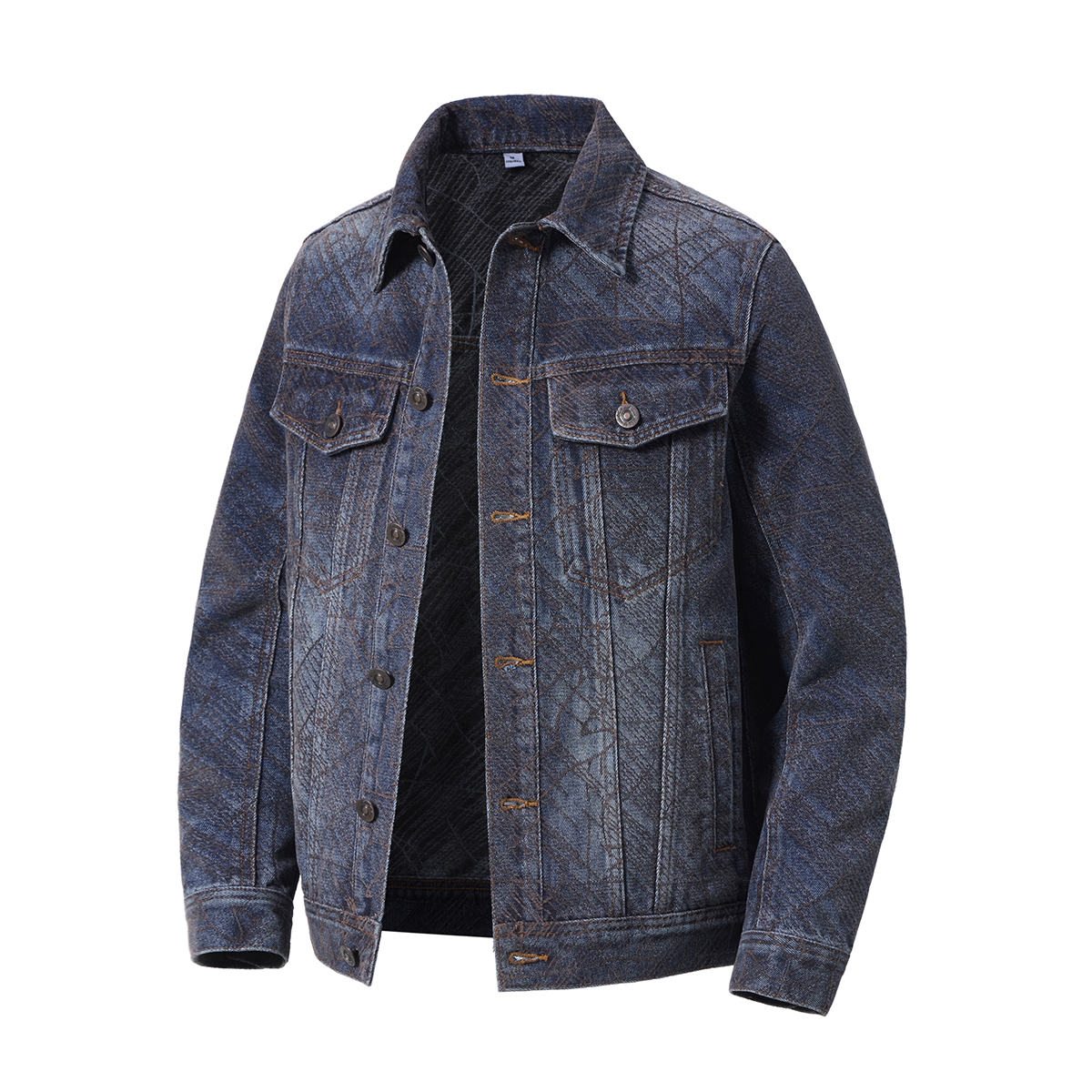 Men's 14.8 OZ Clean Fit Chenille‑textured Subtle Tone‑on‑Tone Jacquard Denim Jackets