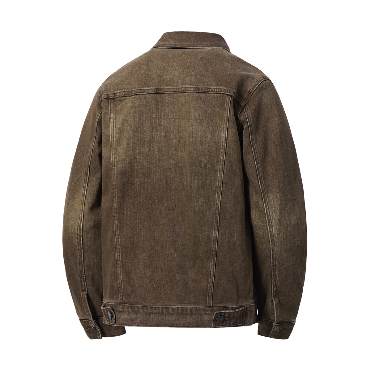 Men's 14.5 OZ Boxy Vintage Distressed Brown Workwear Trucker Denim Jackets