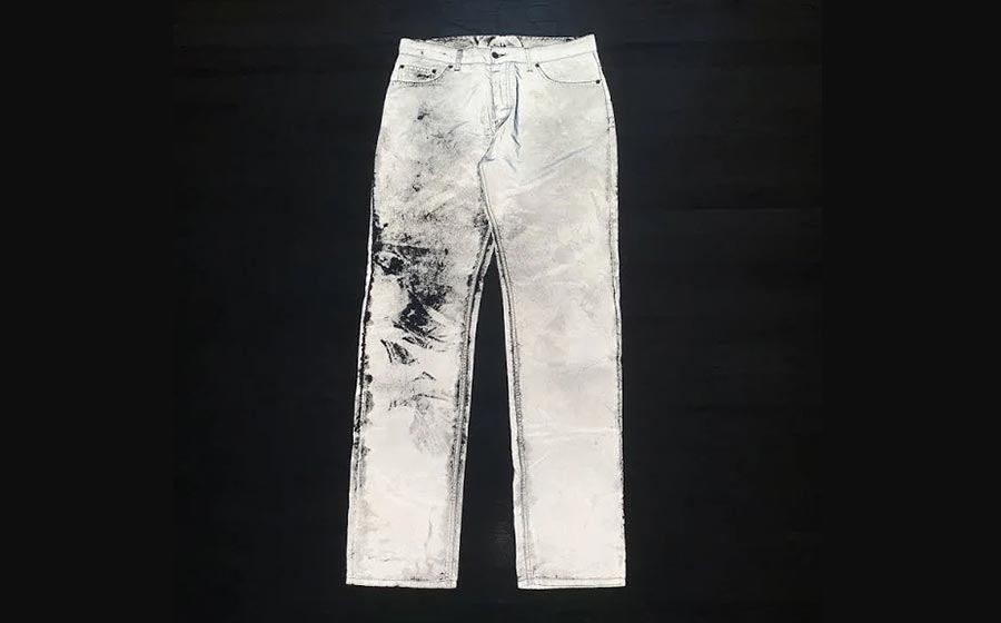 Reflective print jeans manufacturer